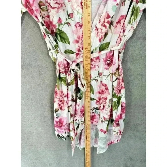 Show Me Your Mumu Brie Robe One Size Floral White Pink Wrap Scoop Kimono Belt - Picture 7 of 9